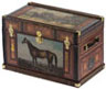Dollhouse Miniature Lithograph Wooden Trunk Kit, Vintage Horse
