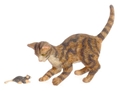 Dollhouse Miniature Cat & Mouse, Brown