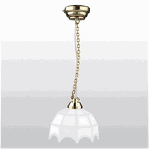 Dollhouse Miniature Led White Tiffany Hanging Lamp