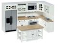 Dollhouse Miniature Kitchen Set, 8 Pcs, White Marble