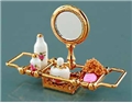 Dollhouse Miniature Reutter's Porcelain Fine Dollhouse Miniature Brass Bathtub Rack/Mirror Set
