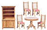 Dining Set, 6 pc., red check, Oak