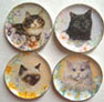 Dollhouse Miniature 4 Pastel Cat Plates