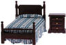 Dollhouse Miniature Bed & Night Stand, Mahogany