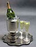 Dollhouse Miniature Champagne Bucket Tray-W/ Champagne, Ice & Flutes