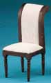 Dollhouse Miniature Side Chair, Walnut with White Fabric