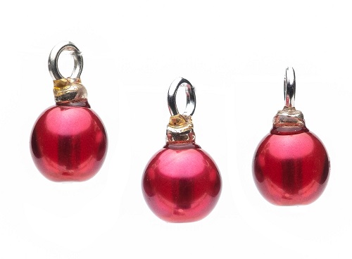 Red Pearl Ornaments, Pkg. 3