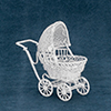 Dollhouse Miniature Small Baby Buggy, White
