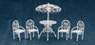 Dollhouse Miniature Patio Table, 4 Chairs