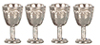 Dollhouse Miniature Antique Silver Goblets, 4 pc