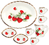 Dollhouse Miniature Strawberry Mugs and Plates, 8pc