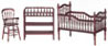 Dollhouse Miniature Baby Room Set, 3 pc, Mahogany