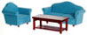 Dollhouse Miniature Mahogany Living Room Set