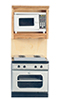 Dollhouse Miniature Oven with Microwave, Oak
