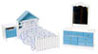Dollhouse Miniature Single Bed Set, 3 pc, White