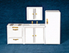 Dollhouse Miniature Modern Kitchen Set, 4pc, White