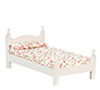 Dollhouse Miniature Single Bed, White