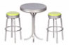Dollhouse Miniature Tall Table with 2 Stools, Green