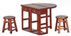 Dollhouse Miniature Breakfast Table with 2 Stools