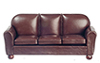 Dollhouse Miniature Sofa, Brown Leather