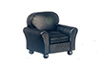 Dollhouse Miniature Chair, Black Leather