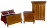 Dollhouse Miniature Lincoln Bedroom Set, 3, Walnut