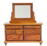 Dollhouse Miniature Dresser with Mirror, Walnut