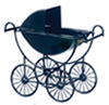 Dollhouse Miniature Metal Baby Carriage, Black