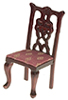 Dollhouse Miniature Side Chair, Mahogany, Rose