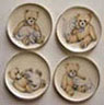 Dollhouse Miniature 4 Teddy Bear & Cat Platters