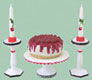 Dollhouse Miniature Cheesecake On Dish W/Candlesticks