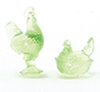 Dollhouse Miniature Rooster/Hen Candy Dishes, Green