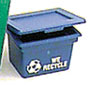 Dollhouse Miniature Recycling Bin Blue, With Decal