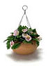 Dollhouse Miniature Pink Pansy, Hanging Pot