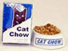 Dollhouse Miniature Cat Chow Box W/Bowl Of Food & Water