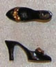Dollhouse Miniature Shoes, Woman's W/Bow, Black & Gold Color