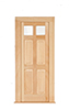 Dollhouse Miniature DOOR - 4 RAISED PANEL, 2 GLASS