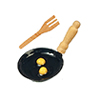 Black Frying Pan with Eggs/Spatula