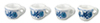 Blue Floral Cups, 4 pc.