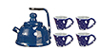 Blue Spatterware Tea Set, 5 Pieces