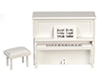Piano with Bench, White