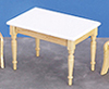 Dollhouse Miniature Kitchen Table, White and Oak