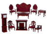 Dollhouse Miniature Living Room Set, Mahogany, 10Pc