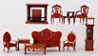 Dollhouse Miniature Living Room Set, Walnut, 10Pc