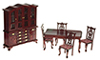 Dollhouse Miniature Dining Room Set, Mahogany, 6Pc
