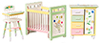Dollhouse Miniature Nursery Set 3Pc, Painted