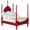 Dollhouse Miniature4-Poster Bed Set, Mahogany