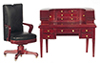 Dollhouse Miniature Desk and Chair Set, 2 pc, Mahogany