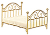 Dollhouse Miniature Brass Double Bed with Mattress