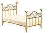 Dollhouse Miniature Brass Single Bed with Mattress